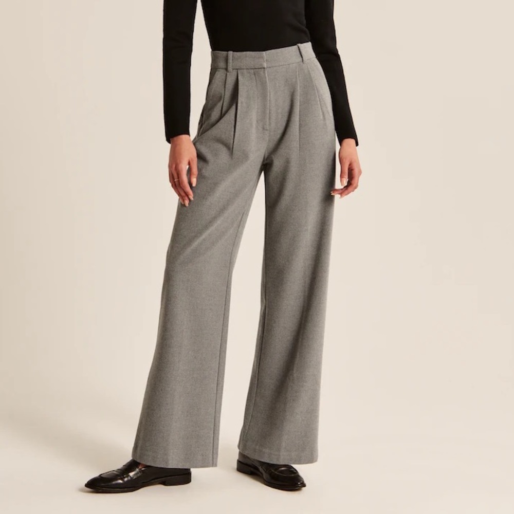 abercrombie & fitch tailored brushed suiting wide leg pants